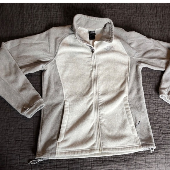 The North Face Gray White Fleece‎ Zip Up Jacket Medium - Picture 1 of 5